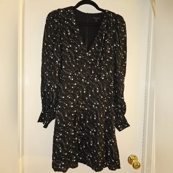 TED BAKER  Gemmi long sleeved mini dress With Stars Ted Sz 3, US Sz 8 - Picture 2 of 10
